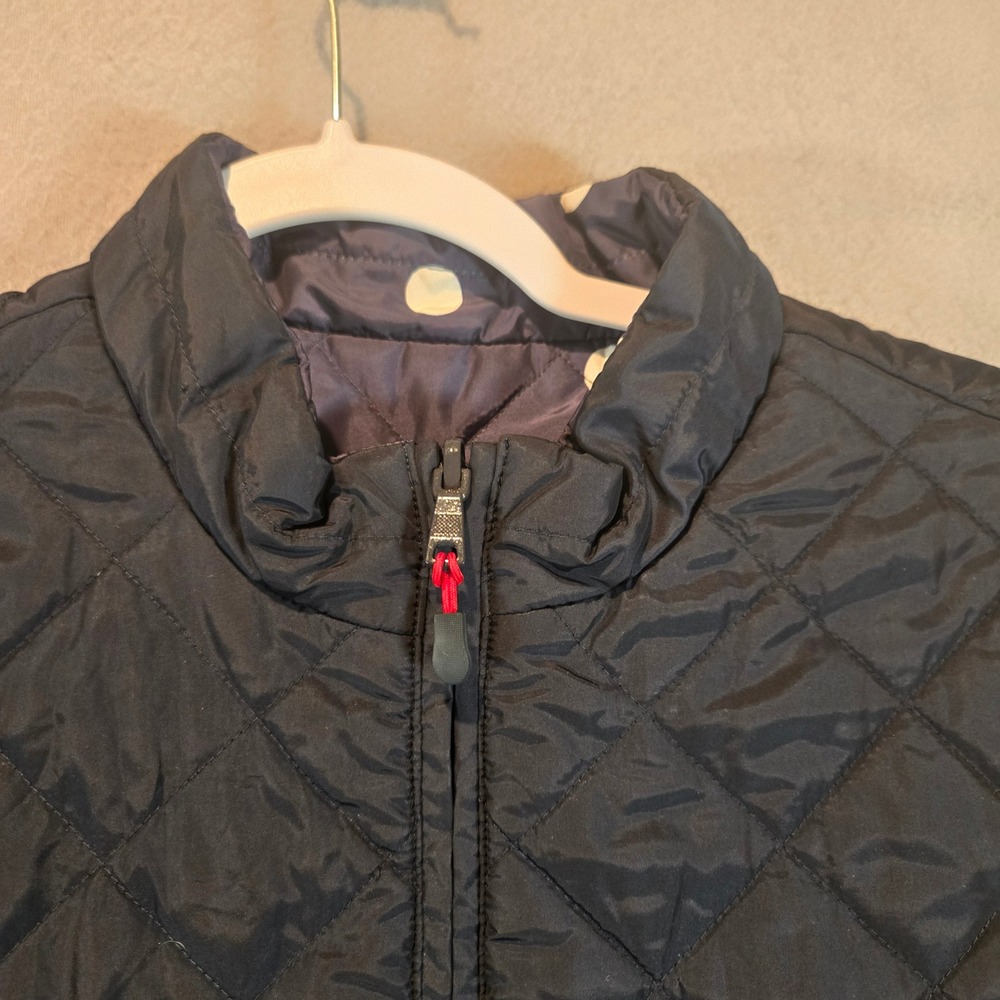 Banana Republic Vest Womens Large Reversible Quilted Puffer Vest Navy Polka Dot - Picture 6 of 11